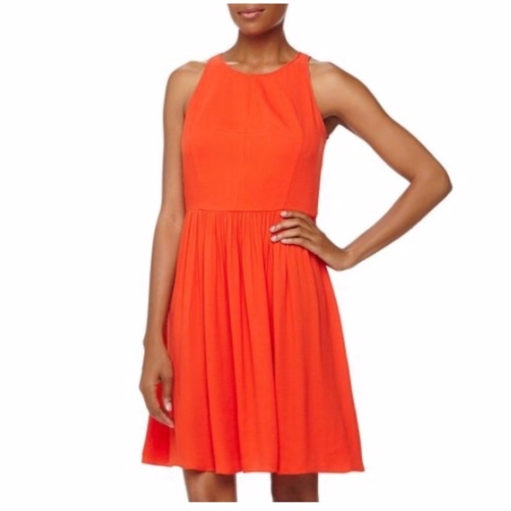 Rebecca Taylor Cutout-Back Crepe Dress Poppy 0